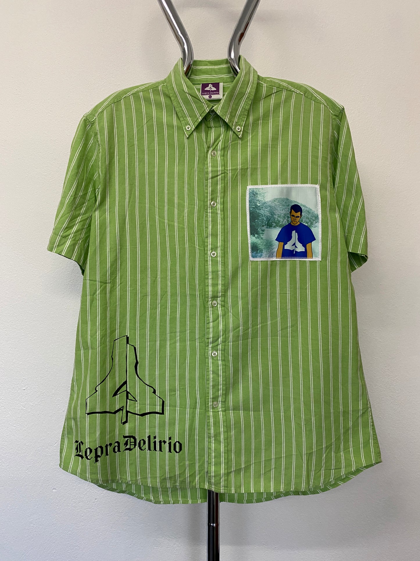 SHORT SLEEVE GREEN STRIPE SHIRT
