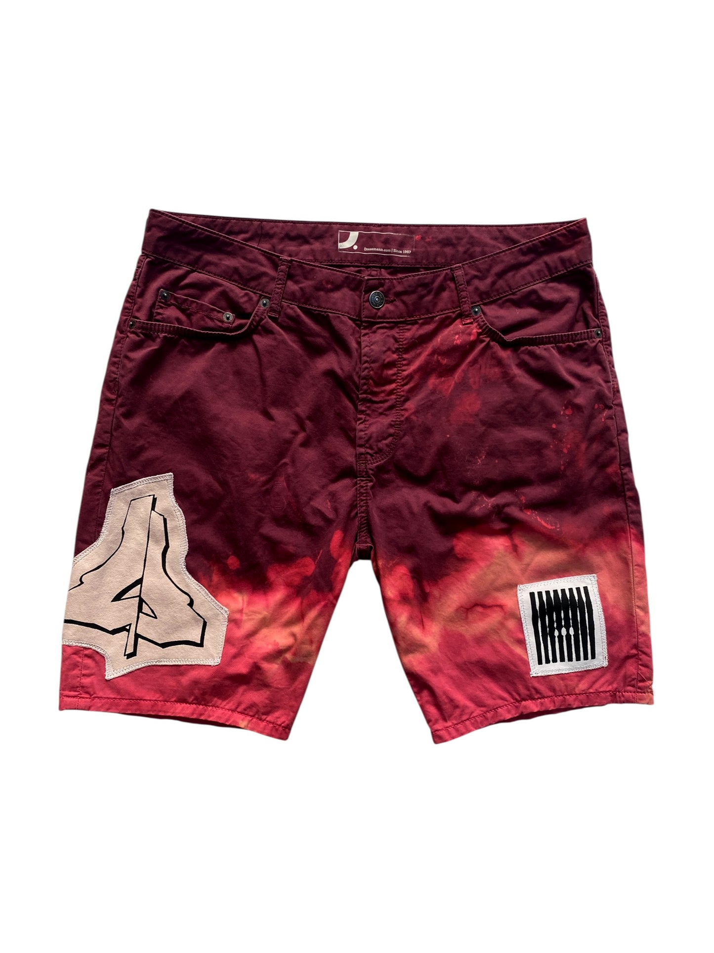 BURGUNDY BLEACH SHORTS